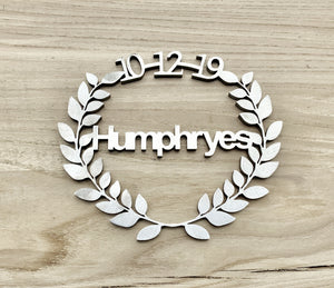 Wreath Branding Iron with Name and Date