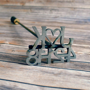 wedding branding iron with initials and date