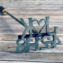 Load image into Gallery viewer, wedding branding iron with initials and date