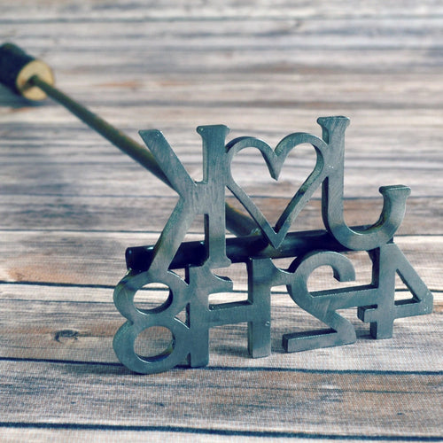 wedding branding iron with initials and date