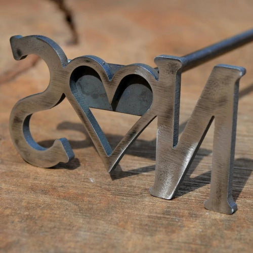 Initial and Heart Outline Branding Iron